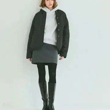 coca 워셔블 리버서블 퀼팅 블루종 차콜 M