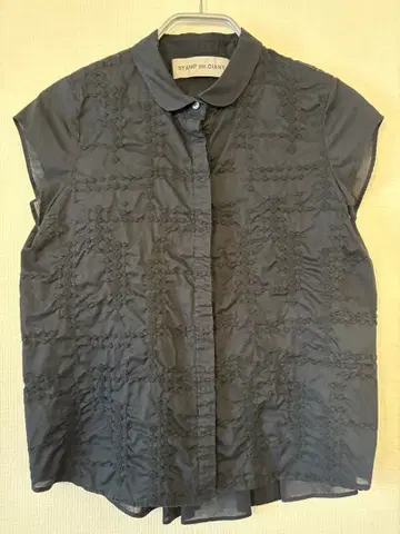 [ 호보니치 ] STAMP AND DIARY 자수 백 턱 블라우스