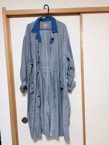 스트라이프 워크 코트 (파랑과 화이트)