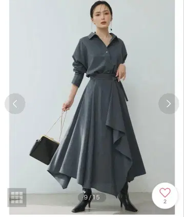 anuans 울 블렌드 일레헴 스커트 차콜 그레이 S