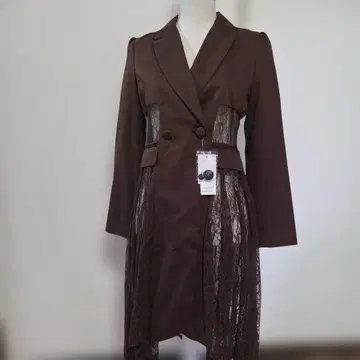 axes femme 레이시 롱 자켓 브라운