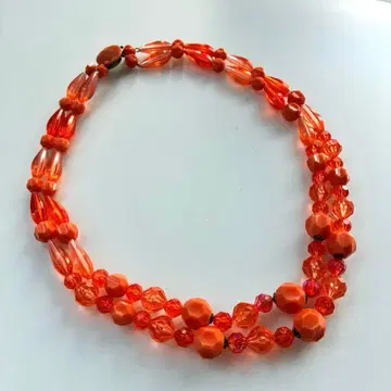 빈티지 서독 비즈 2연 목걸이 앤티크 오렌지 컬러