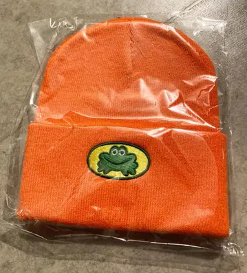 파라파라 래퍼 공식 니트 모자 비니 오렌지 Y2K 개구리 90s