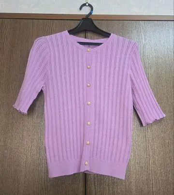 반팔 가디건 리브 편직