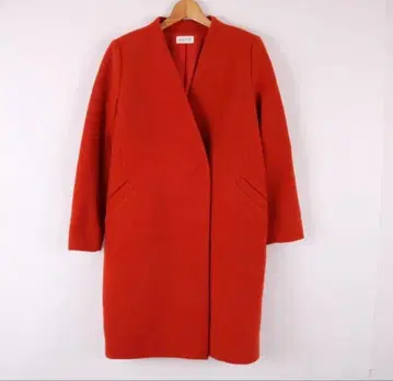 PLST 레드 노카라 롱 코트