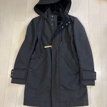 블랙 후드 부착 스텐카라 코트 S