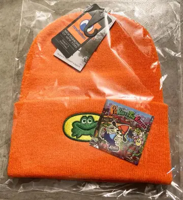 파라파라 래퍼 공식 니트 모자 비니 오렌지 Y2K 개구리 90s