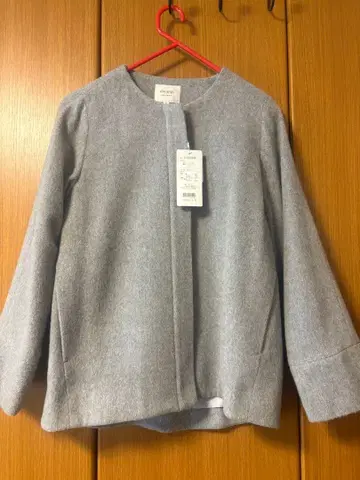 dix-sept 그레이 노카라 하프 코트 울 혼방