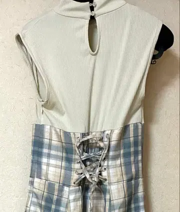 더즈린 체크 슬리브리스 코르셋 원피스