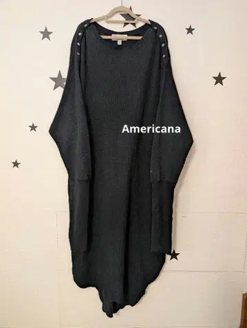 Americana 버튼 블랙 롱 원피스