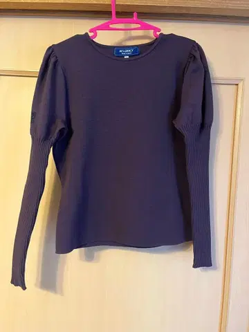 M'S GRACY 긴팔 니트 리본 무늬 보라색