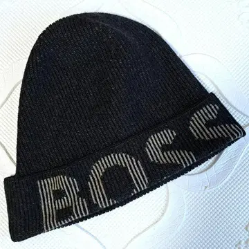 BOSS 니트 모자 블랙 프리 사이즈 심플 로고 가을/겨울 방한