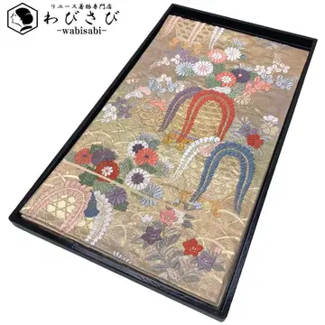 후쿠로 오비 당직 아름다운 꽃무늬 금실 O-5881