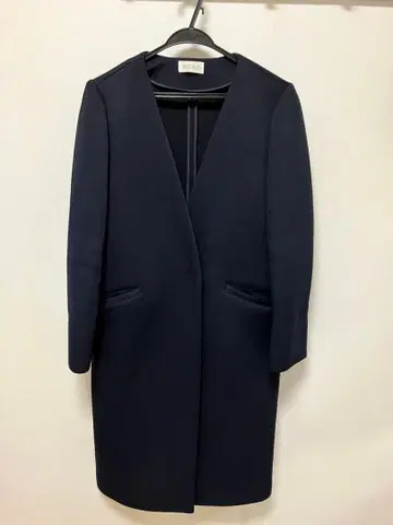 새상품급 PLST 노카라 롱 코트 네이비