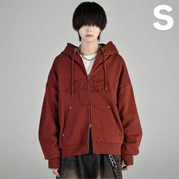 ADRER 헤비 웨이트 로고 세미 숏 빈티지 더블 지퍼 후드티