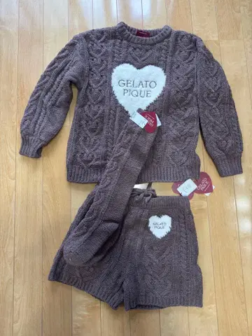 젤라또피케 Valentine 하트 아란 풀오버 3세트