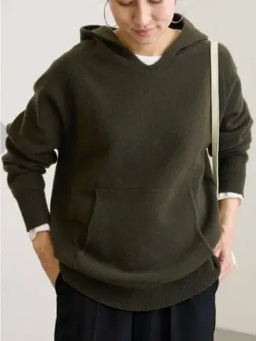 프레임워크 압축 울 후드 풀오버