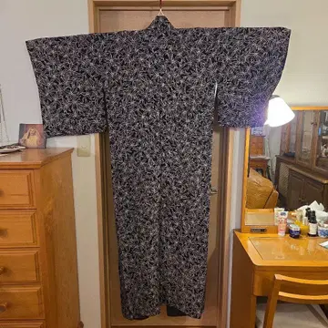 새상품급 블랙 플라워 무늬 코몬 기모노