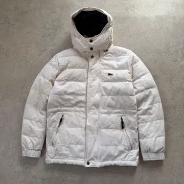 LACOSTE 라코스테 다운 자켓 후드티 로고 화이트