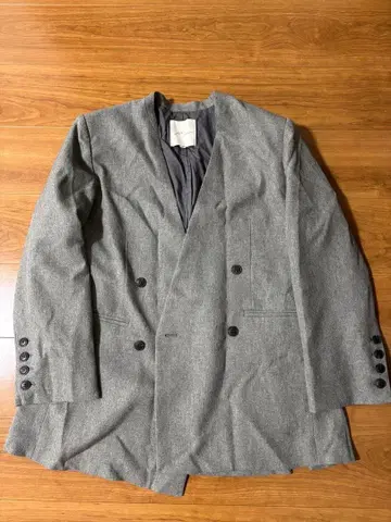 그레이 더블 브레스트 노카라 자켓 사이즈 1