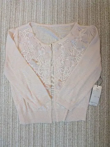 [ 정가 12800엔 ] COCO 레이스 장식 핑크 가디건