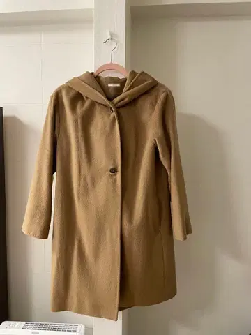 후드 부착 울 혼방 코트 L