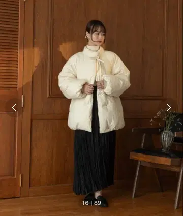 hinari 충전솜 리본 미들 코트 아이보리/FREE
