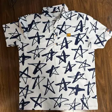 LOUDMOUTH 남성용 별 패턴 피케 셔츠 화이트 LL