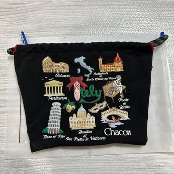 Chacott 이탈리아 명소 자수 복조리 파우치