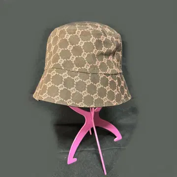 리버서블 햇 브라운 패턴 / 블랙 가죽 느낌