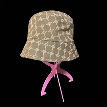 리버서블 햇 브라운 패턴 / 블랙 가죽 느낌