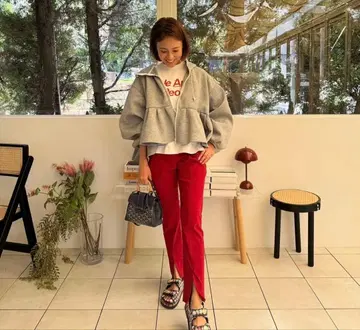 로지몬스터 레깅스 스키니 팬츠 레드 블랙