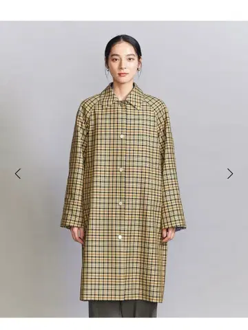 BEAUTY&YOUTH 스텐 칼라 체크 코트 옐로우 컬러