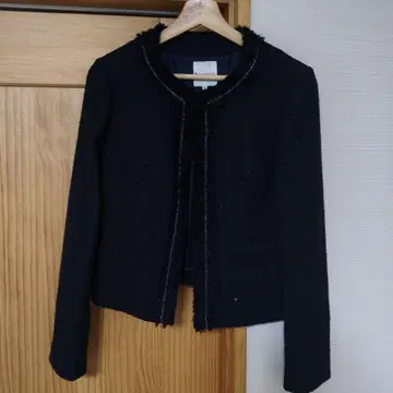 쿠미쿄쿠 라메 트위드 자켓 네이비