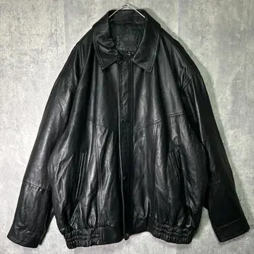 빅 사이즈 천연 가죽 가죽 자켓 블루종 블랙 엠보싱 로고