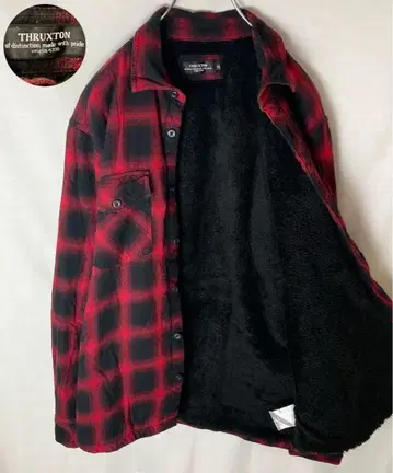 굿 디자인 구제 의류 레드 체크 보아 안감 셔츠 자켓 루즈한 사이즈