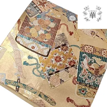 화 후쿠로 오비 포멀 길상 골드 컬러 베이스