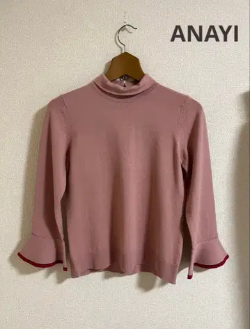 ANAYI 아나이 롤 칼라 니트 핑크 사이즈 38 스웨터