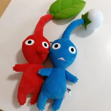 피크민 봉제 인형 파우치 빨간색 파랑 세트