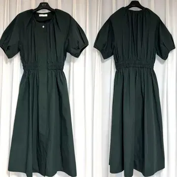 다크 그린 반팔 롱 셔츠 원피스
