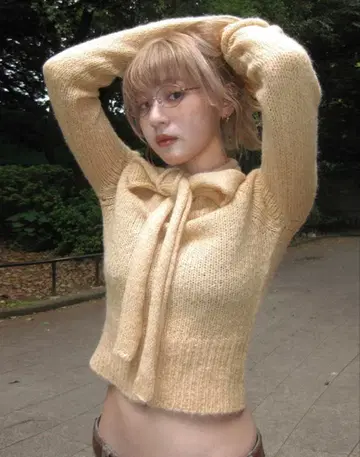 2way 알파카 리본 니트 beige