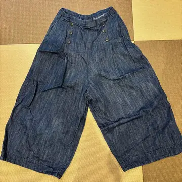 &yarn 다크 블루 가우초 팬츠 데님풍