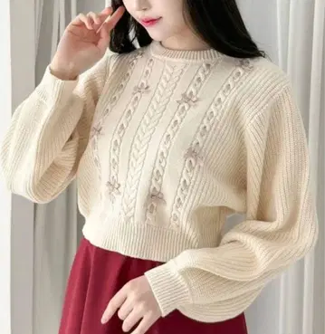 F i.n.t 핀트 프론트 사다리 프티 리본 니트 풀오버 아이보리