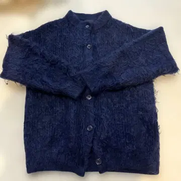 SHIPS Primary Navy Labe 빈티지 퍼 가공 가디건