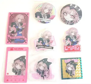 [단간론파/나나미 치아키] 빌리지 뱅가드 아크릴 스탠드, 캔뱃지 등 8점