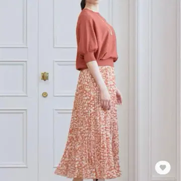 ANAYI 레오파드 프린트 플리츠 오렌지 스커트 미사용 새상품