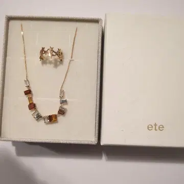 ete 컬러풀 스톤 목걸이 & 반지 세트