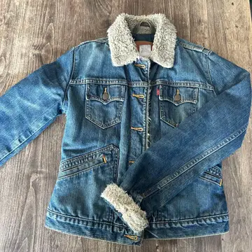 리바이스 보아 옷깃 소매 포함 데님 자켓 퀼팅 XS