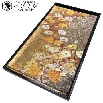 후쿠로 오비 동백꽃 무늬 금실 후리소데 O-5878