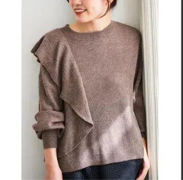 르쿠르블랑 니트 스웨터 프릴 디자인 편직 니트 여성용